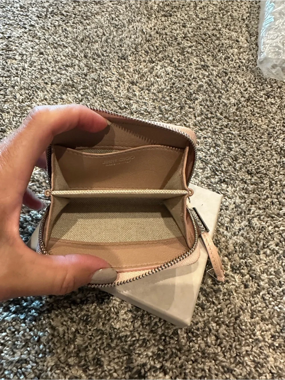 Jimmy Choo Pink Star-Stud Leather Key & Card Holder